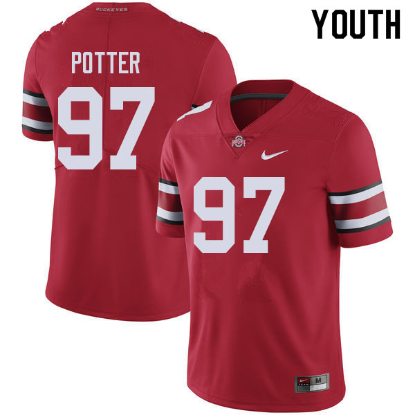 Ohio State Buckeyes Noah Potter Youth #97 Red Authentic Stitched College Football Jersey